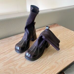 Miista Mid Calf Leather Sock Boots